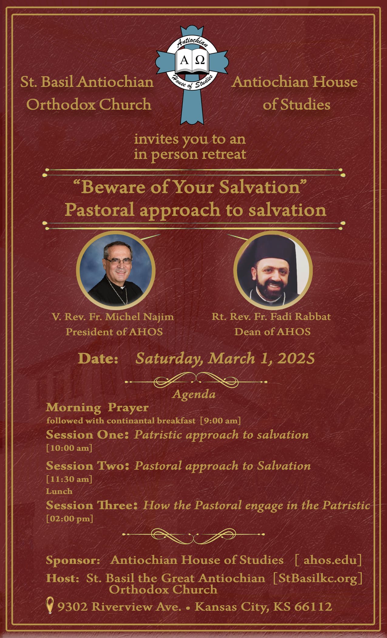 Lenten Retreat Invitation to St. Basil's Church on March 1st, 2025